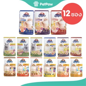 [12 ซอง] Kaniva คานิว่า อาหารเปียกแมว เปียกแมว คานิว่าเพาซ์ ผสม Vitamins Ball ขนาด 70 กรัม