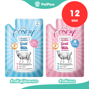 [12 ซอง] Pramy Goat Milk with Colostrum พรามี่ นมแพะสเตอริไลส์เสริมนมน้ำเหลือง+Taurine/Royal Jelly ขนาด 60g.