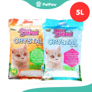 Pet8 Sea Sand ทรายแมวคริสตัล กลิ่นแอปเปิ้ล กลิ่นเลมอน ขนาด 5 ลิตร