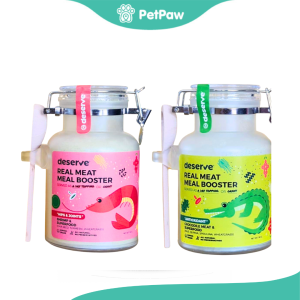 Deserve Real Meat Meal Booster  ดีเสิร์ฟผงโรยอาหารสำหรับสุนัขและแมว สูตรเนื้อกุ้ง และสูตรเนื้อจระเข้ ขนาด 130 กรัม