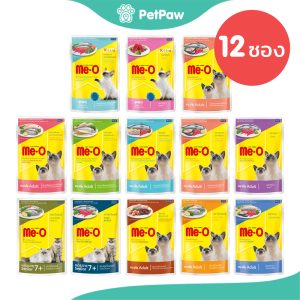 [12 ซอง] Me-O มีโอ อาหารเปียกแมว (คละรสได้) เปียกแมว ขนาด 80/85 กรัม สำหรับลูกแมว /แมวโต /แมวสูงวัย7+